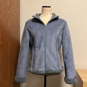 Blue LL Bean faux suede/shearling jacket Medium